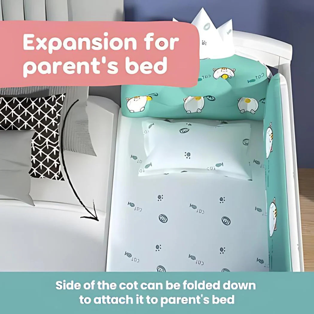 Pibi 3 in 1 Rocking Cot Cum Junior Bed White Age- Newborn to 5 Years