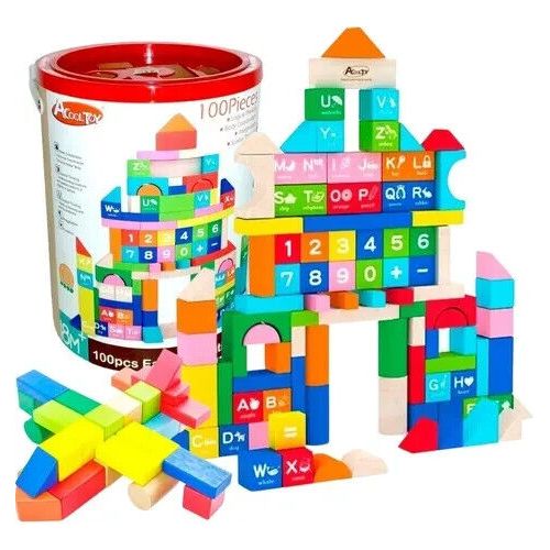 Acool Toys 100Pcs Early Education Blocks with Numbers & Alphabets Multicolor Age- 2 Years & Above