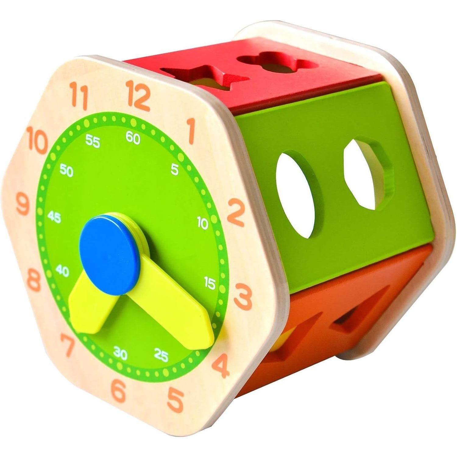 Acool Toys 3-in-1 Multiactivity Hexagon Shape Sorter with 12 Blocks & Clock AC7647 Age- 12 Months & Above