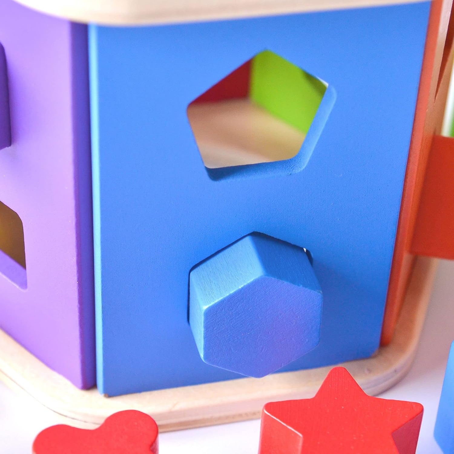 Acool Toys 3-in-1 Multiactivity Hexagon Shape Sorter with 12 Blocks & Clock AC7647 Age- 12 Months & Above