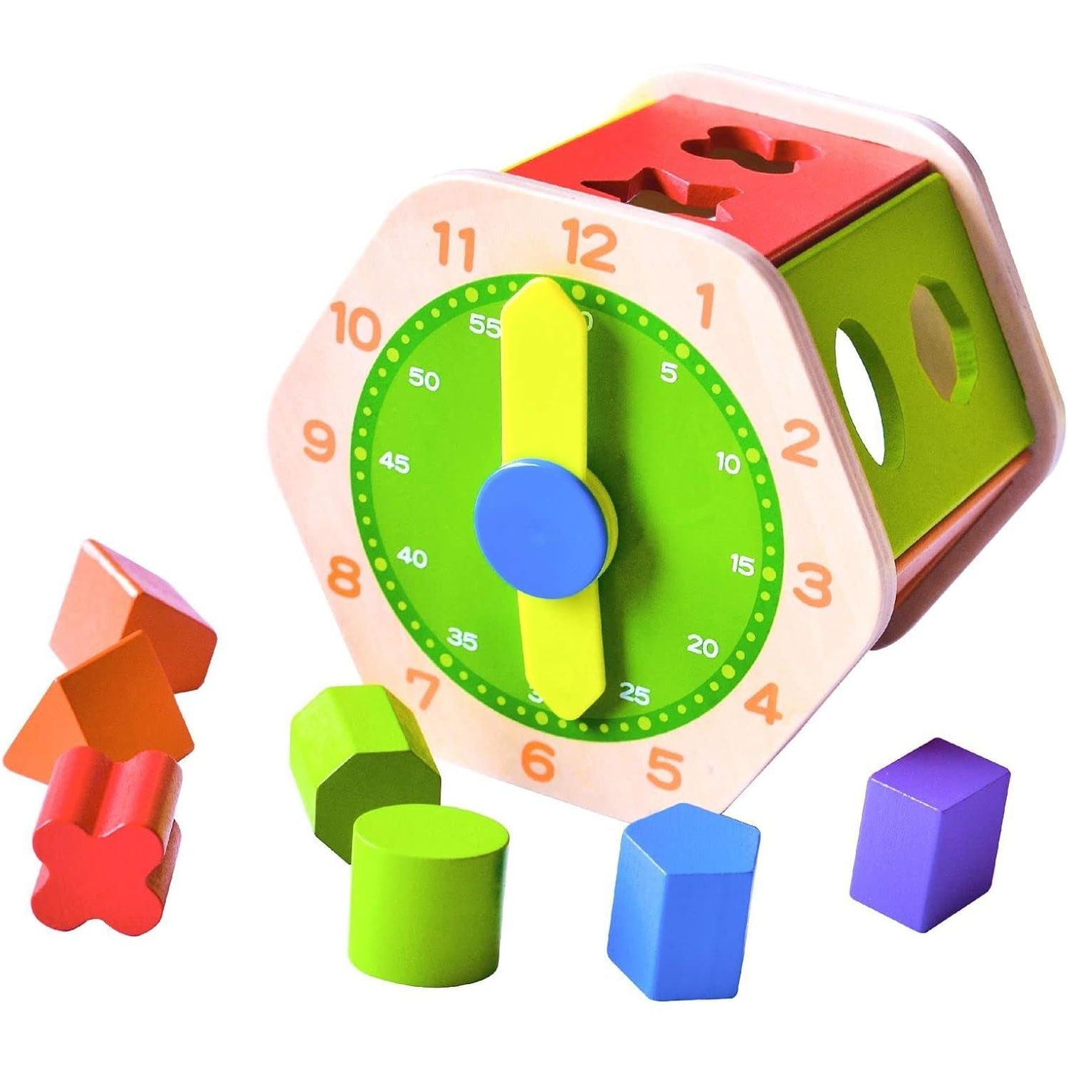 Acool Toys 3-in-1 Multiactivity Hexagon Shape Sorter with 12 Blocks & Clock AC7647 Age- 12 Months & Above