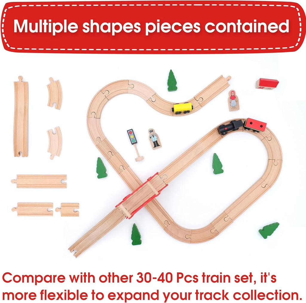 Acool Toys 8-Inch Wooden Train Track Layout Set of 39 Multicolor Age- 3 Years & Above