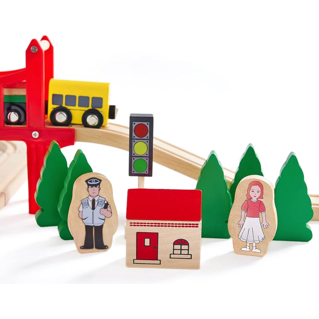 Acool Toys 8-Inch Wooden Train Track Layout Set of 39 Multicolor Age- 3 Years & Above