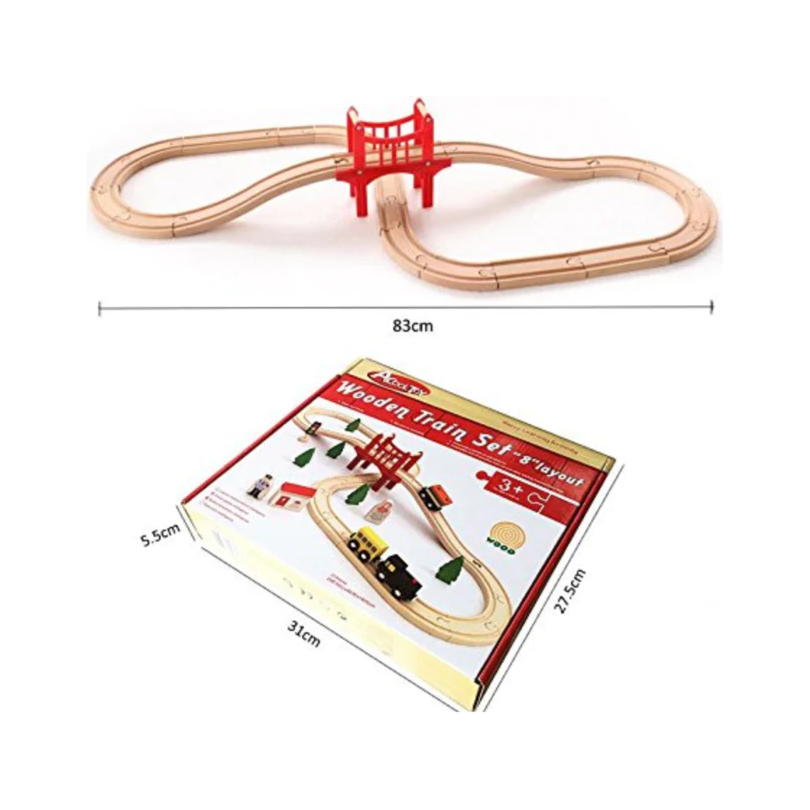 Acool Toys 8-Inch Wooden Train Track Layout Set of 39 Multicolor Age- 3 Years & Above
