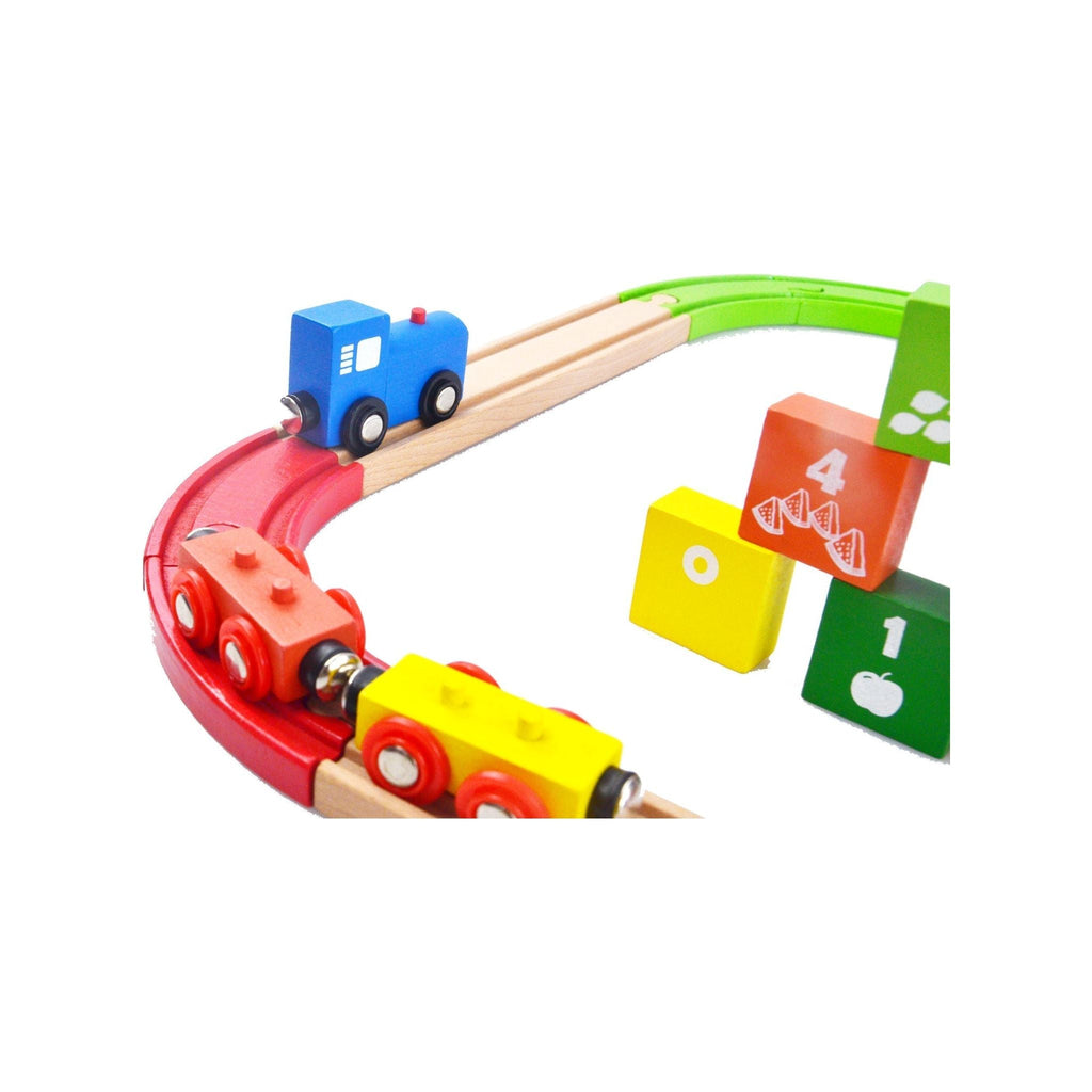 Acool Toys Build It, Blocks 2--Pieces Wooden Train Set With Colorful Tracks Multicolor Age- 3 Years & Above