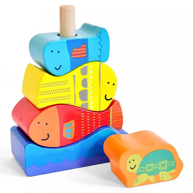 Acool Toys Fish Stacker Wooden Toy AC6688 Age- 18 Months & Above