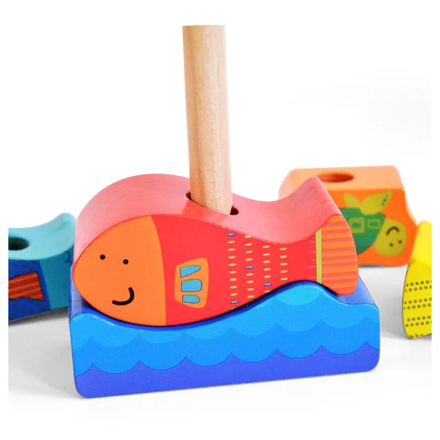Acool Toys Fish Stacker Wooden Toy AC6688 Age- 18 Months & Above