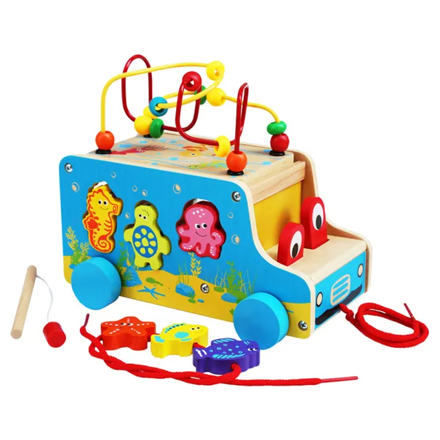 Acool Toys Marine Theme Pull Along Car With Bead Maze Multicolor Age- 18 Months & Above