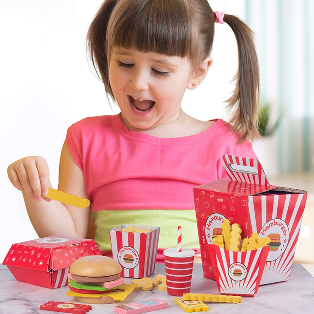 Acool Toys Mini Cooking Pretend PlaySet with Coke, French Fries & Hamburger 9 Pieces AC7386 Age- 36 Months & Above