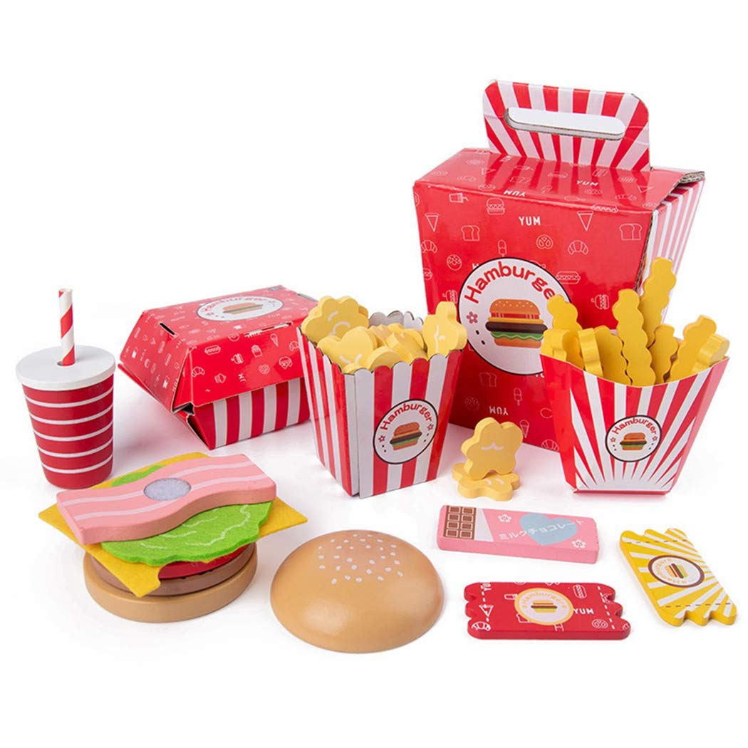 Acool Toys Mini Cooking Pretend PlaySet with Coke, French Fries & Hamburger 9 Pieces AC7386 Age- 36 Months & Above
