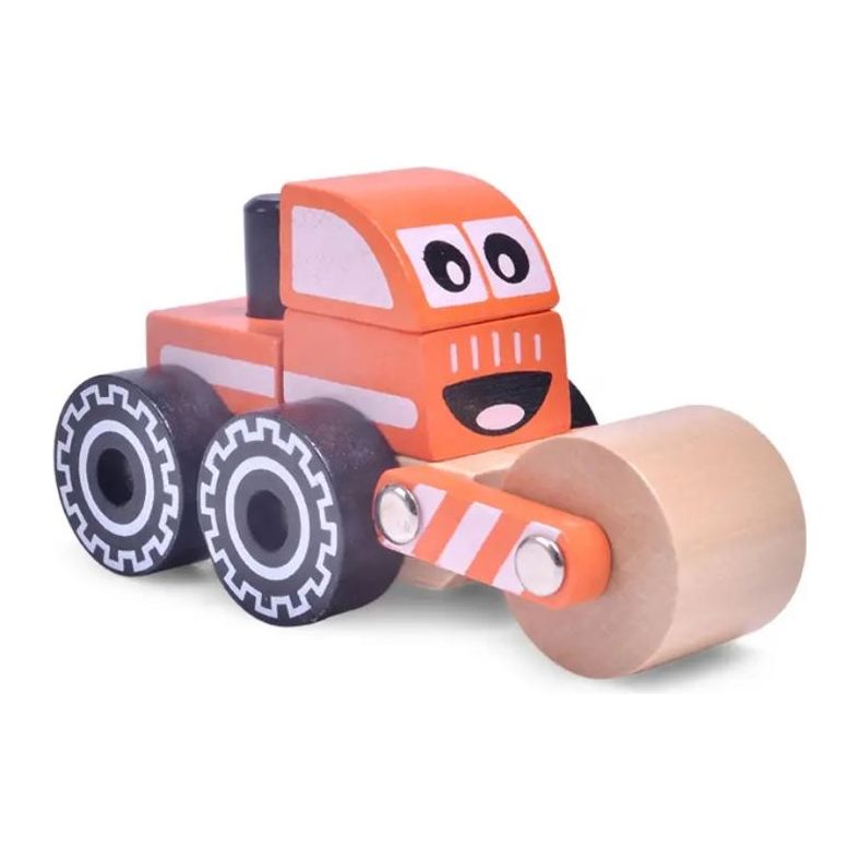 Acool Toys Steamroller Wooden Toy Car Assembly Orange Age- 18 Months & Above