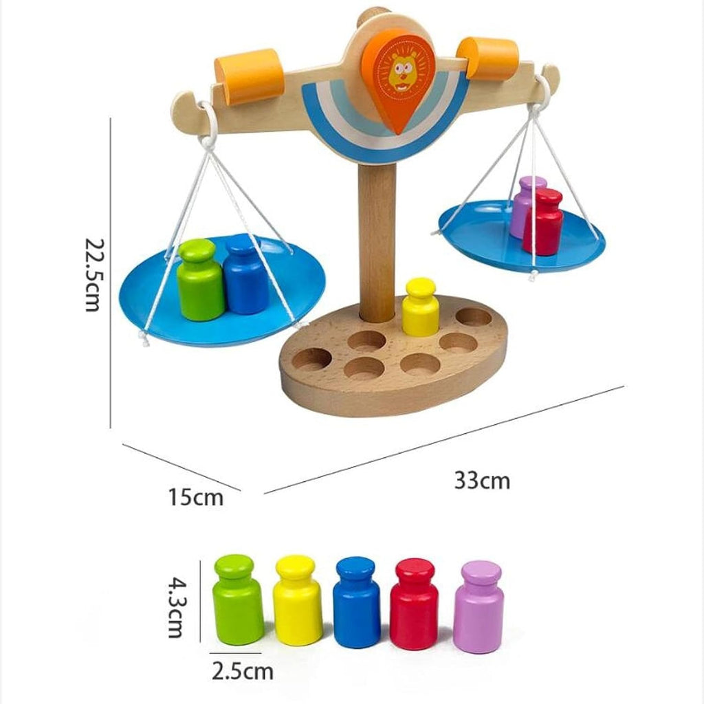 Acool Toys Wooden Balance Scale Educational Fun Toy with 6 Weights  AC7355 Age- 3 Years & Above