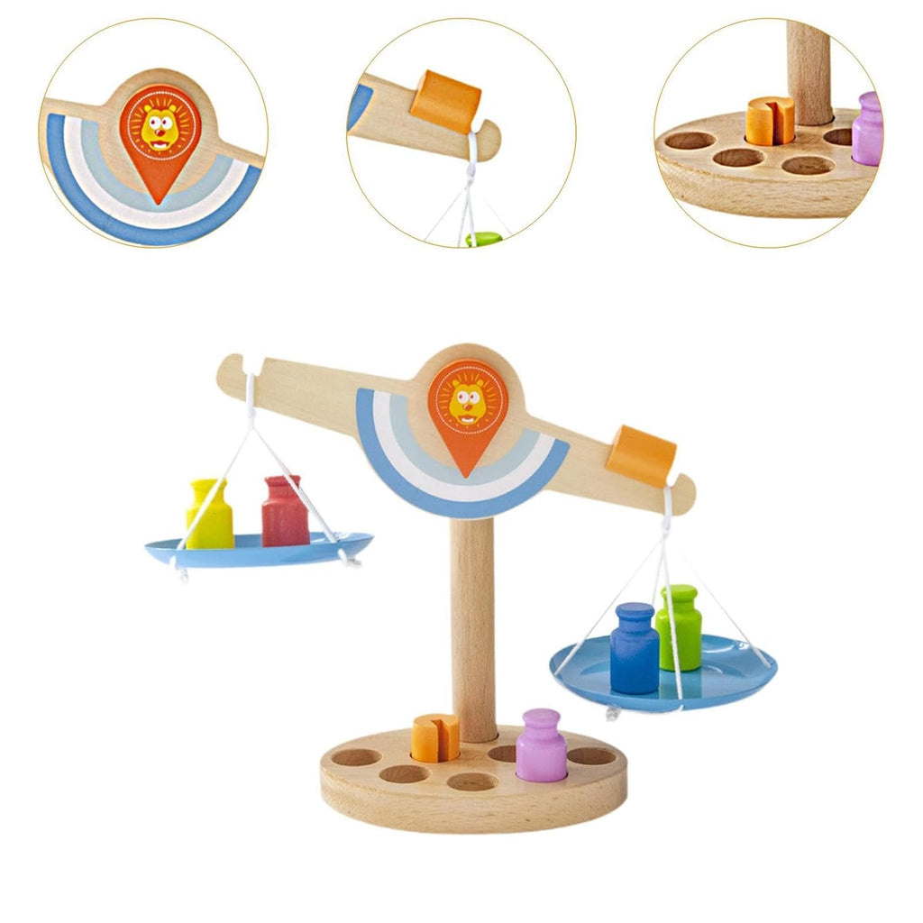 Acool Toys Wooden Balance Scale Educational Fun Toy with 6 Weights  AC7355 Age- 3 Years & Above