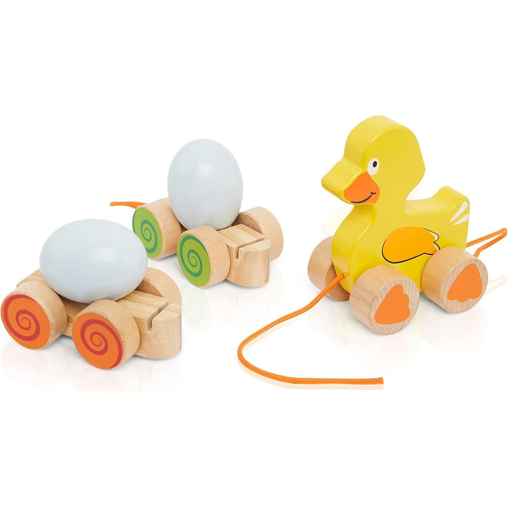Acool Toys Wooden Duck and Egg Toy Lacing Pull Along Toy AC6661 Age- 12 Months & Above