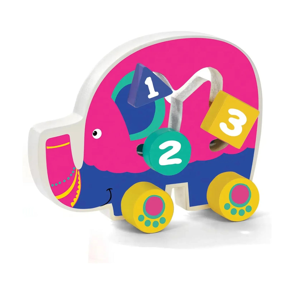Acool Toys Wooden Elephant Shape Sorter Leraning Toy AC6684 Pink Age- 18 Months & Above
