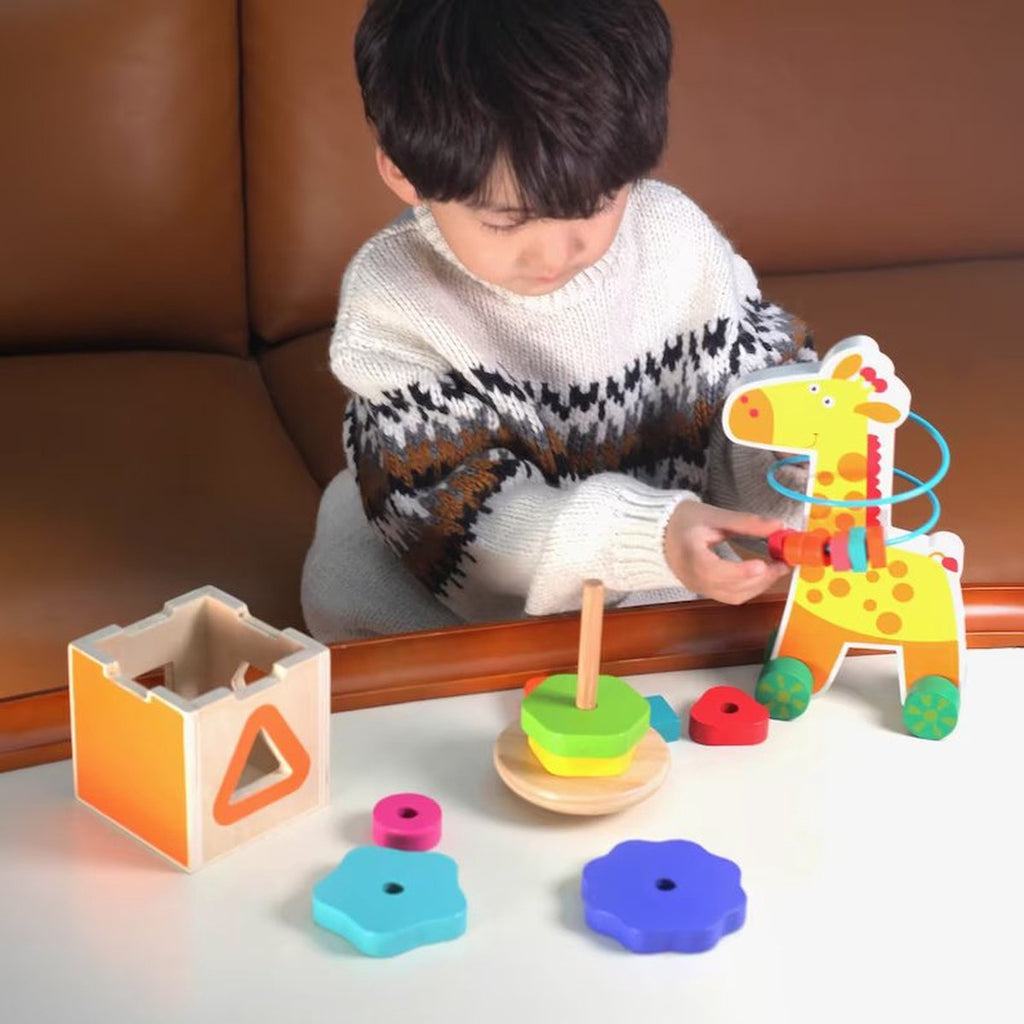 Acool Toys Wooden Giraffe Activity Trio Set Multicolor Age- 18 Months & Above