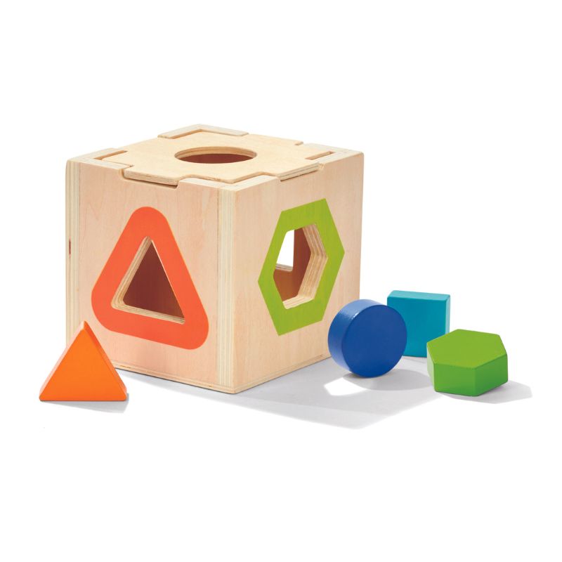 Acool Toys Wooden Shape Sorter Cube Stacking Montessori Toy AC6682  Age- 18 Months & Above