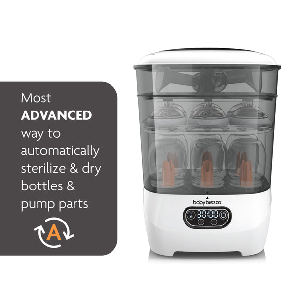 Baby Brezza One Step Advanced Baby Bottle Sterilizer and Dryer White/Grey Age- Newborn & Above