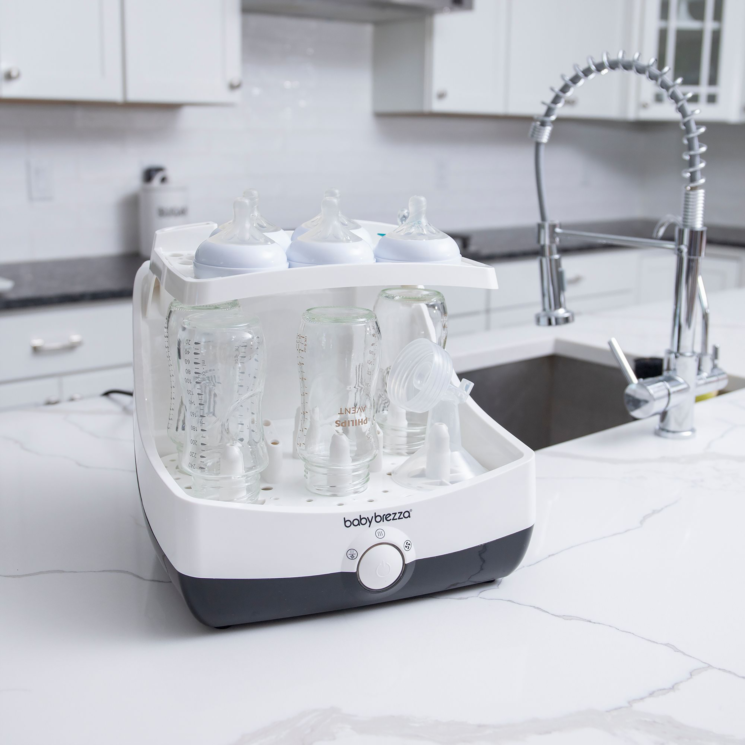 Baby Brezza SuperFast Bottle Washer Pro, Steriliser & Dryer White Age- Newborn & Above