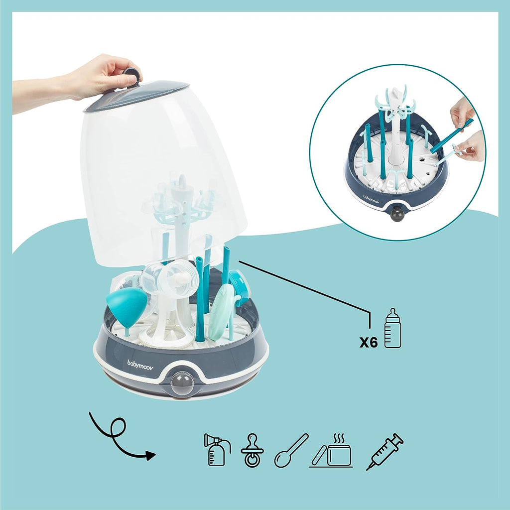 Babymoov 2 In 1 Turbo Electric Steam Sterilizer & Drying Rack Blue Age-Newborn & Above