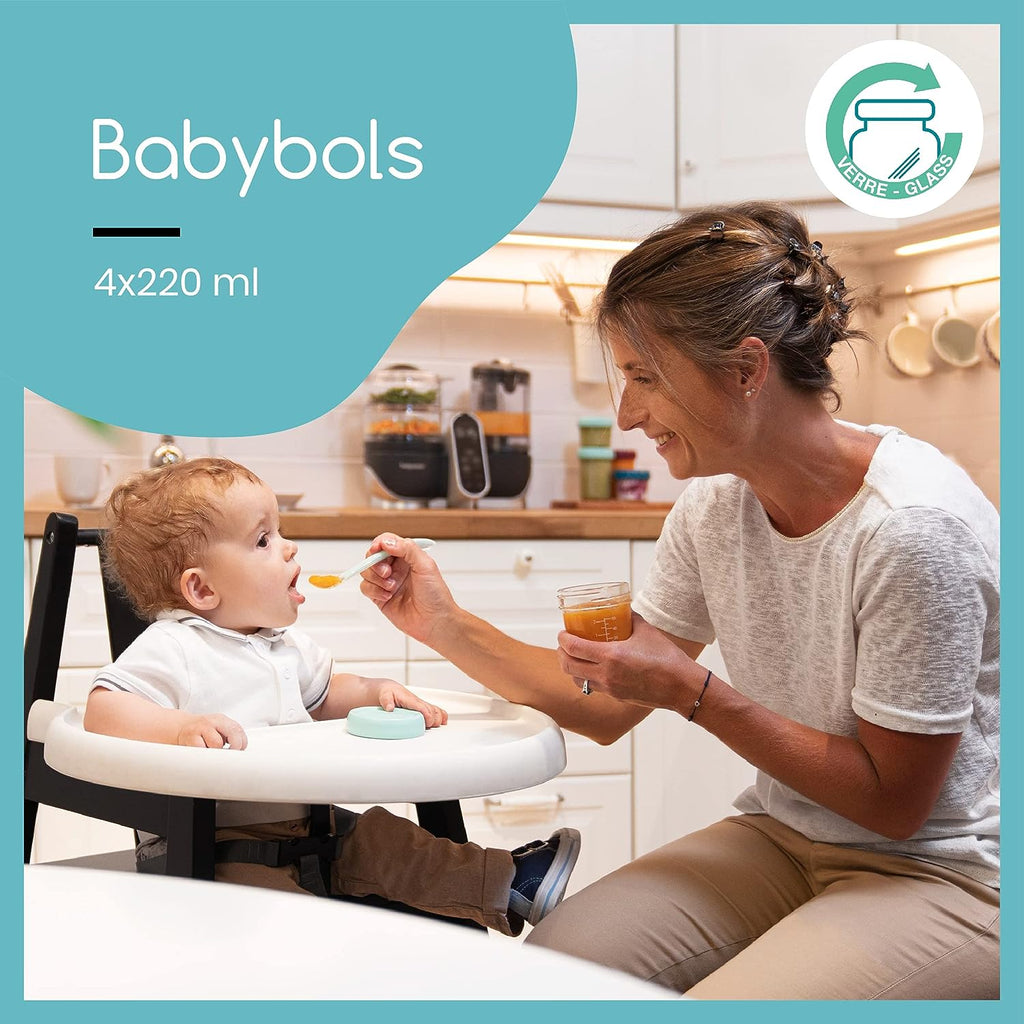 Babymoov 4-Piece Glass Baby Bowls with Lid 220 ml Multicolor Age-4 Months & Above