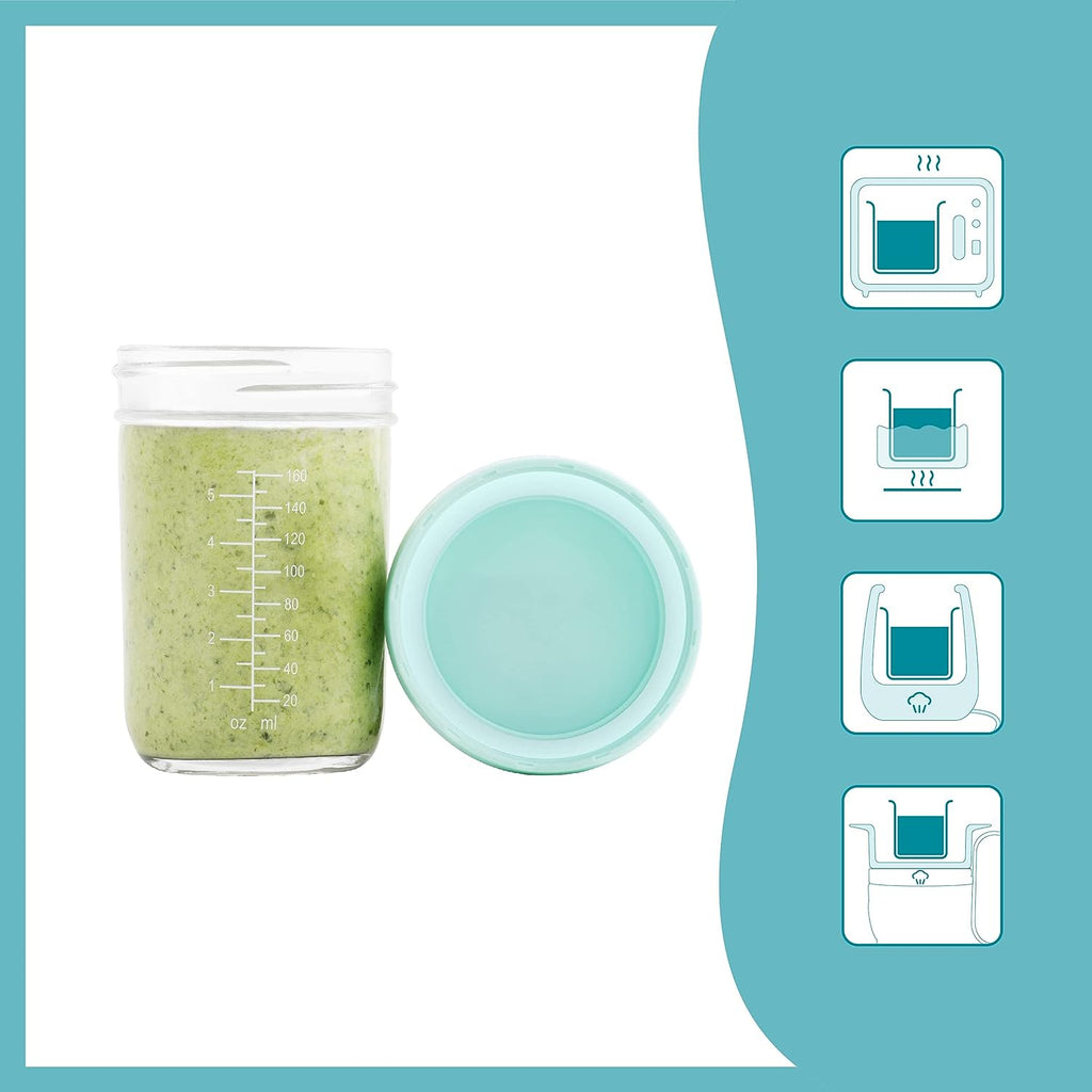 Babymoov 4-Piece Glass Baby Bowls with Lid 220 ml Multicolor Age-4 Months & Above
