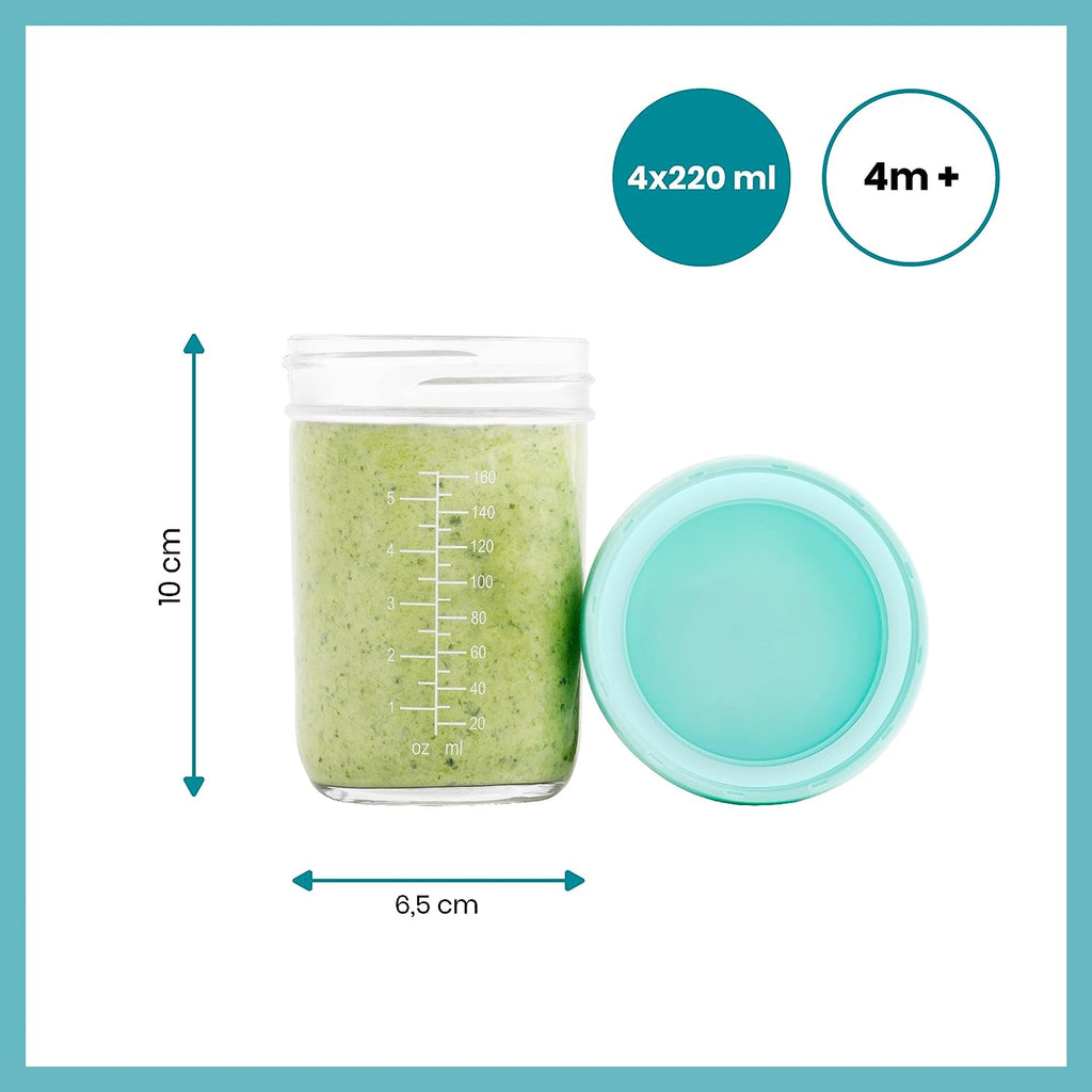 Babymoov 4-Piece Glass Baby Bowls with Lid 220 ml Multicolor Age-4 Months & Above