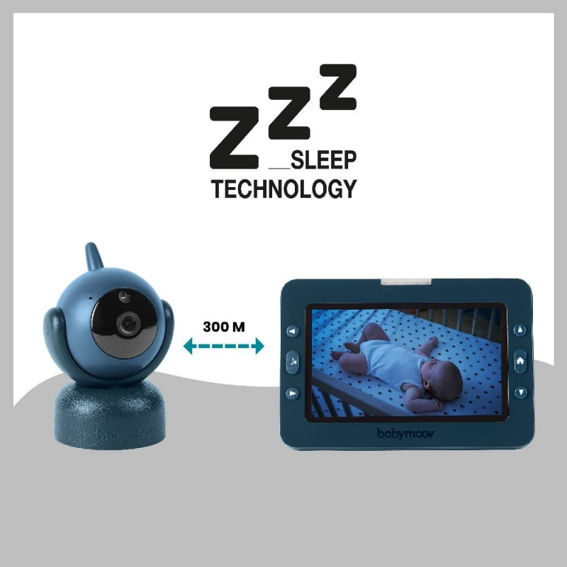 Babymoov 5" YOO Master Plus 360-degree Video Baby Monitor Blue Age- Newborn & Above