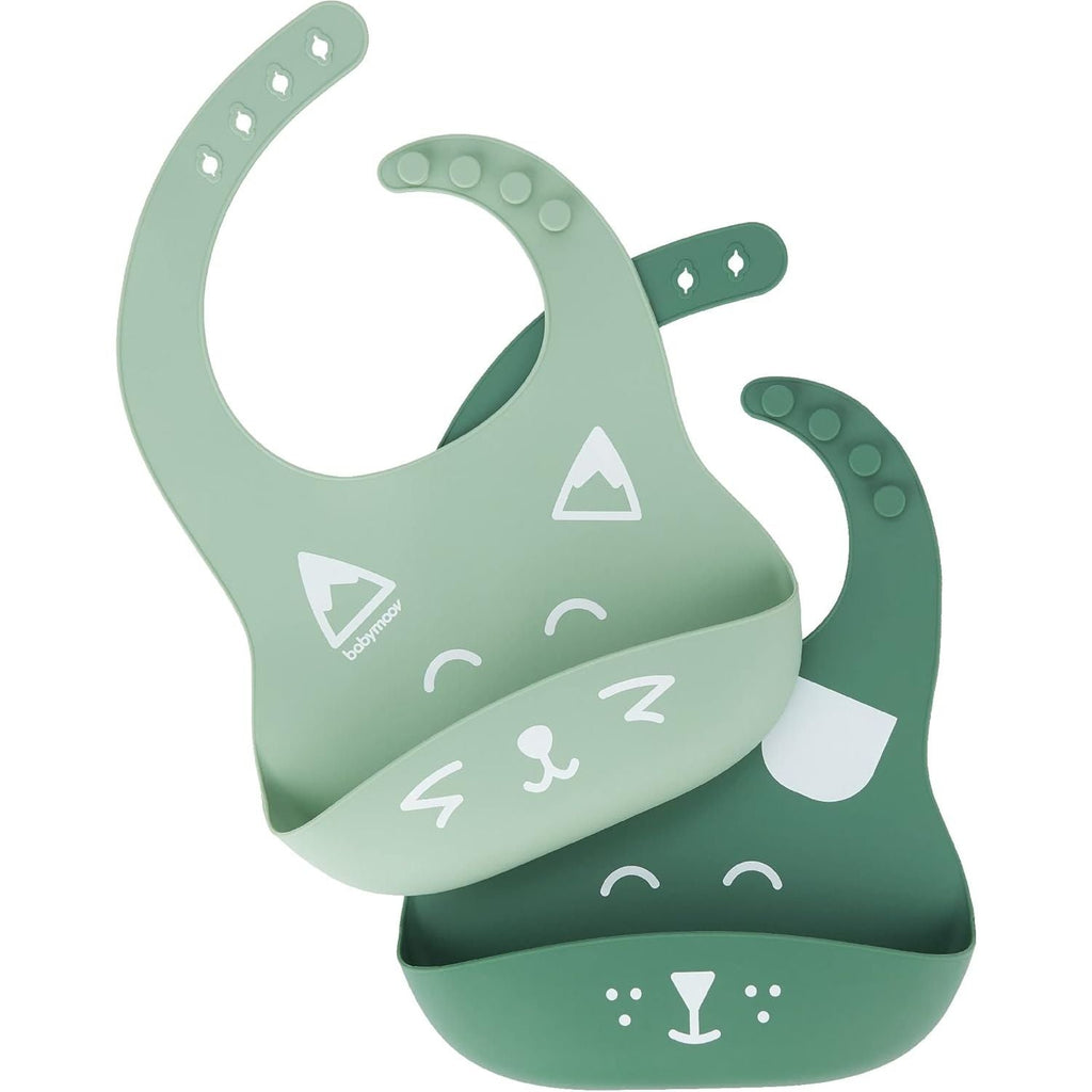 Babymoov BIB'ISY Set of 2 Silicone Bibs Green Age- 4 Months & Above