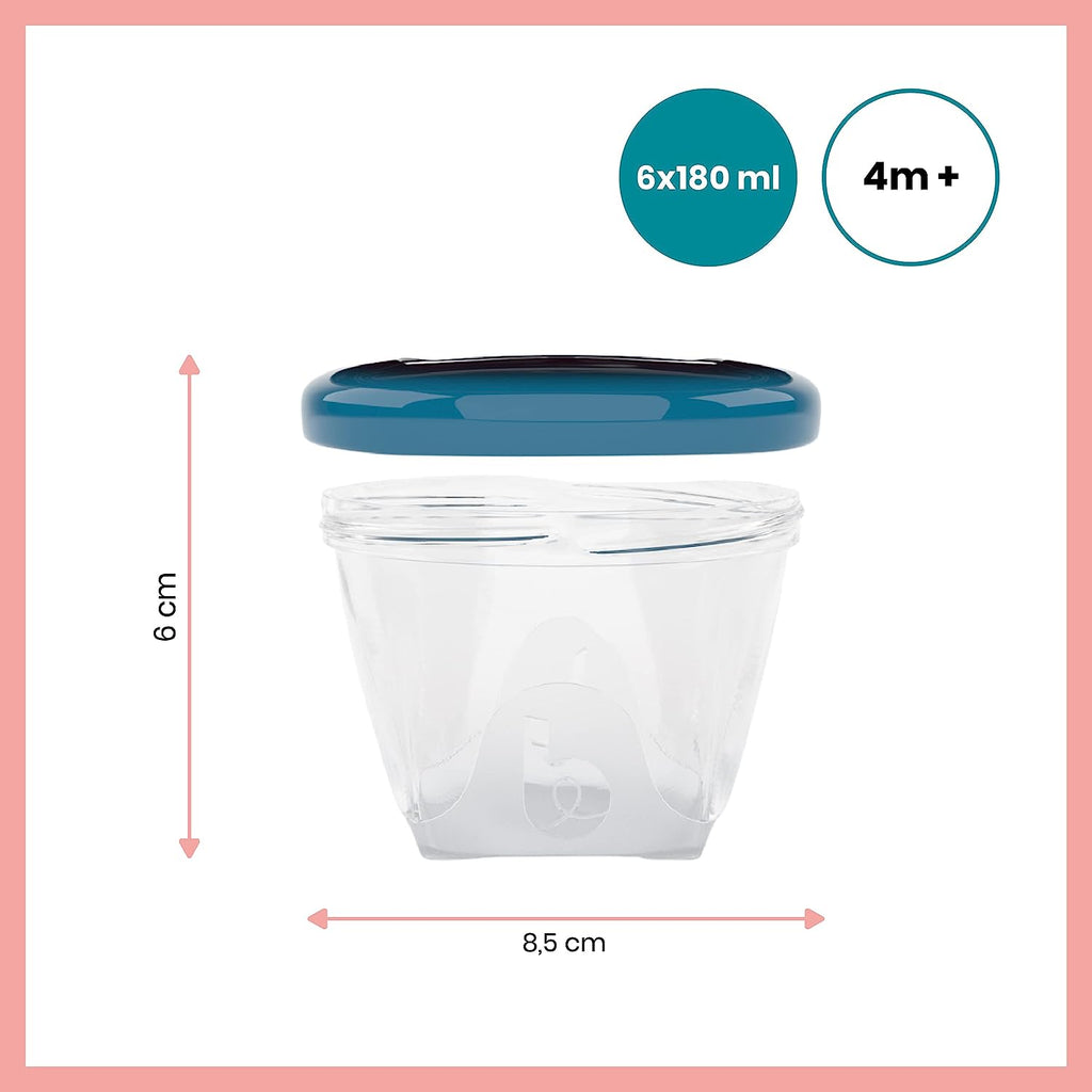 Babymoov Baby Bowls Storage Food Containers 180Ml ( Set of 6) Multicolor Age-4 Months & Above