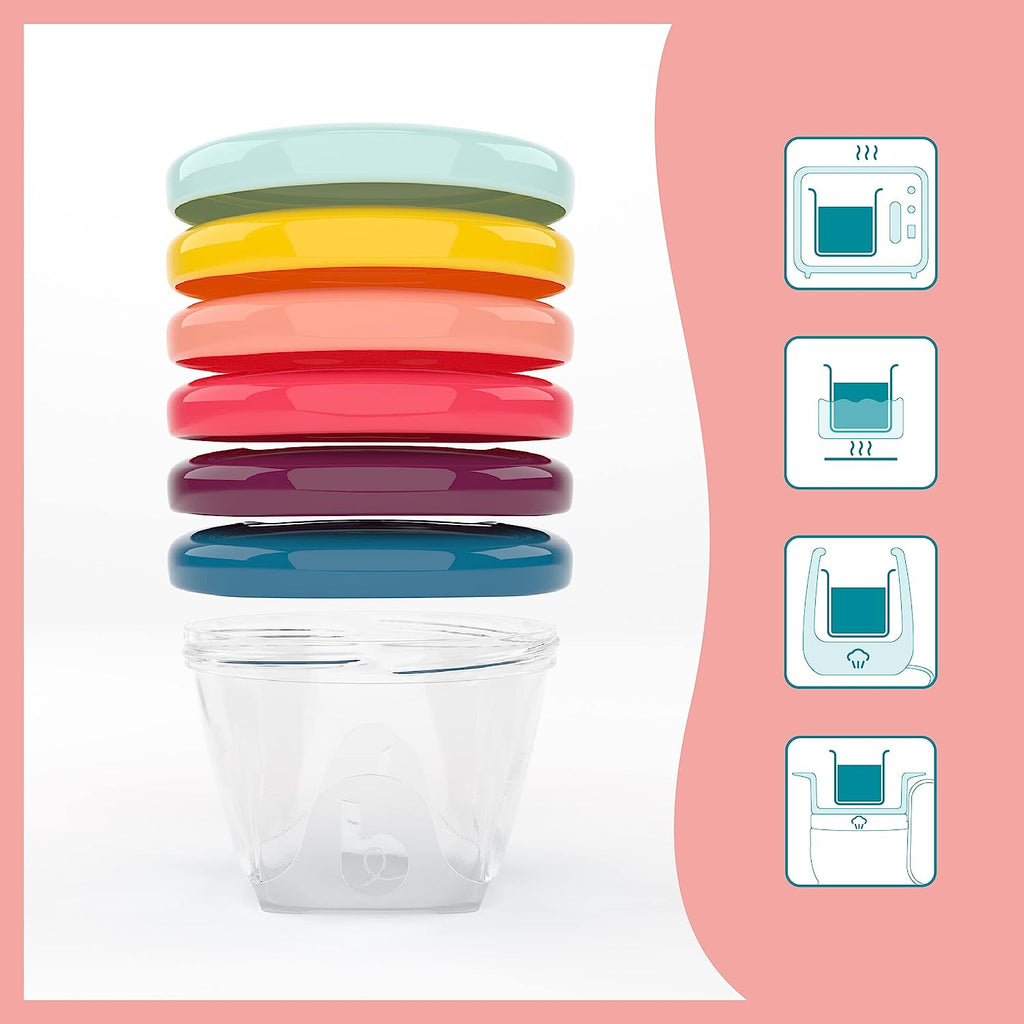 Babymoov Baby Bowls Storage Food Containers 180Ml ( Set of 6) Multicolor Age-4 Months & Above