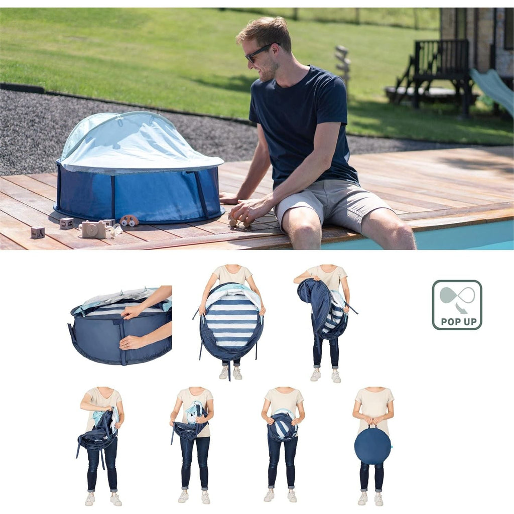 Babymoov Babyni Pop Up Baby Beach Tent Blue Stripes Age- 6 Months & Above