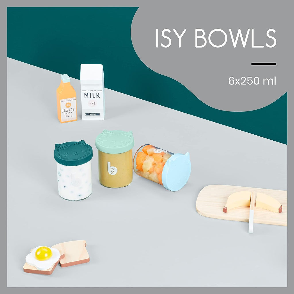 Babymoov Isy 6-Pack Glass Storage Containers Set 6 X 250 Ml Multicolor Age-4 Months & Above