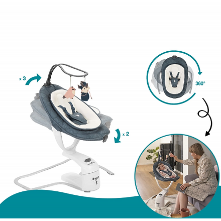 Babymoov Swoon Motion Electric 360Â° Baby Swing/Bouncer Blue Petal Age- Newborn & Above