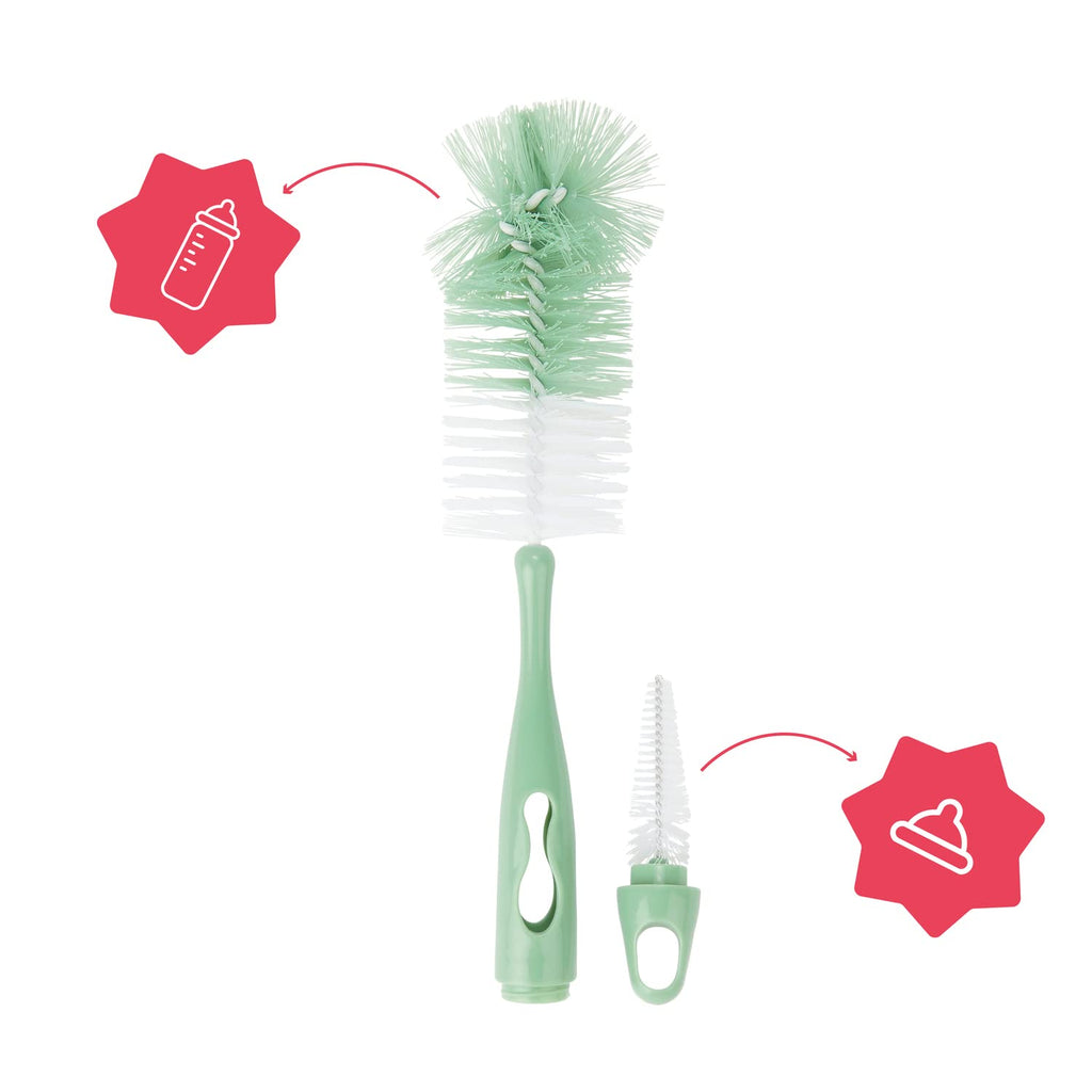 Badabulle Bottle Brush & Teats Cleaner Green/White Age-Newborn & Above