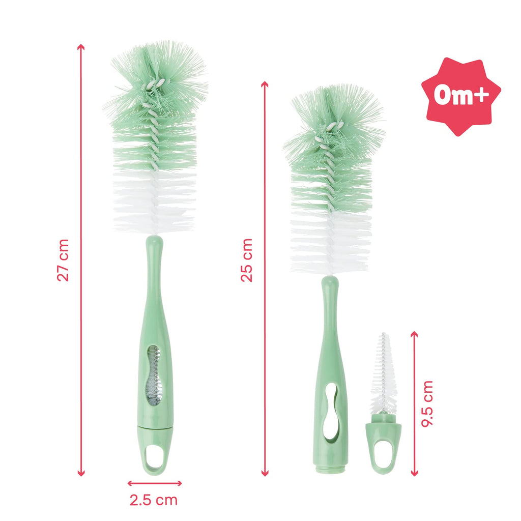 Badabulle Bottle Brush & Teats Cleaner Green/White Age-Newborn & Above