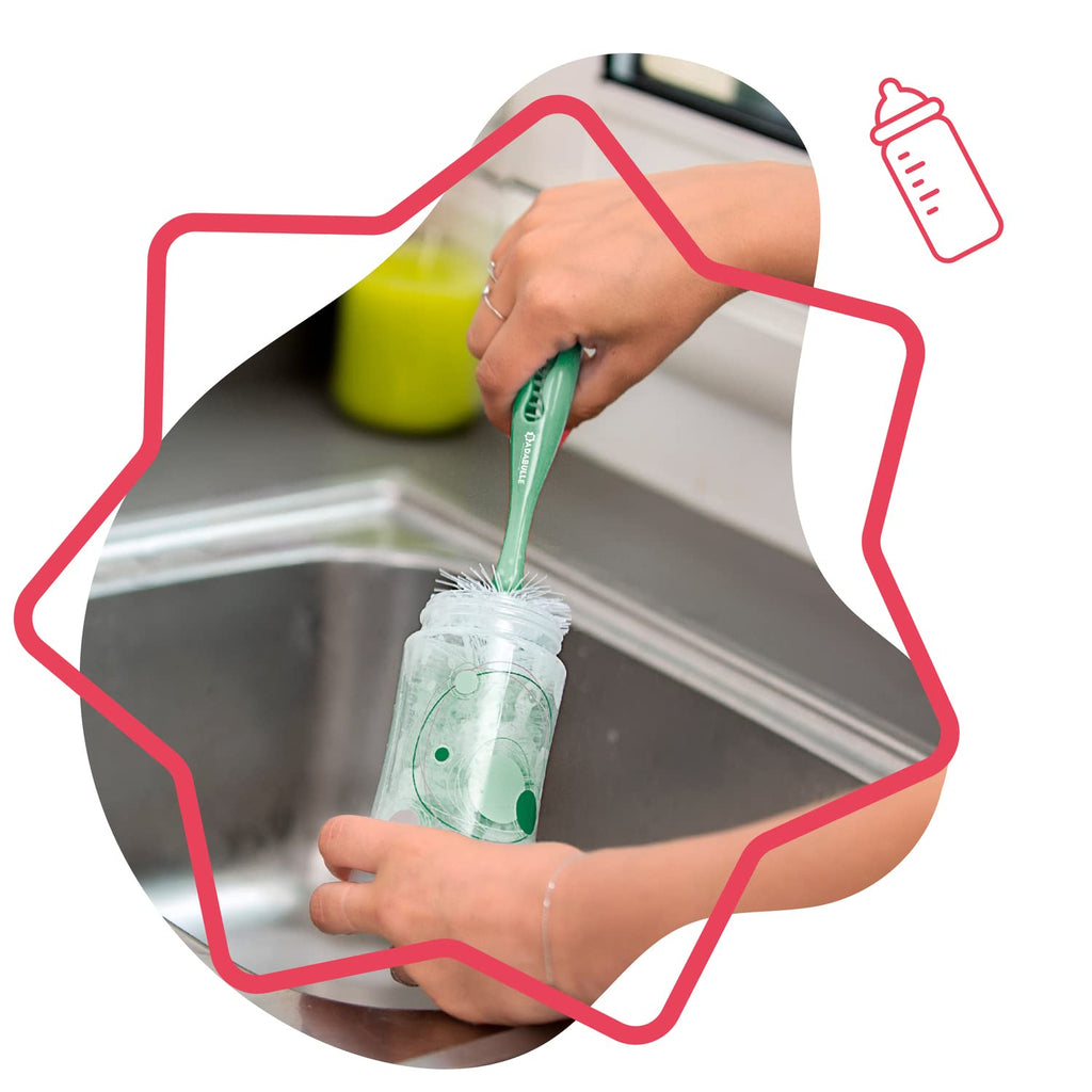 Badabulle Bottle Brush & Teats Cleaner Green/White Age-Newborn & Above