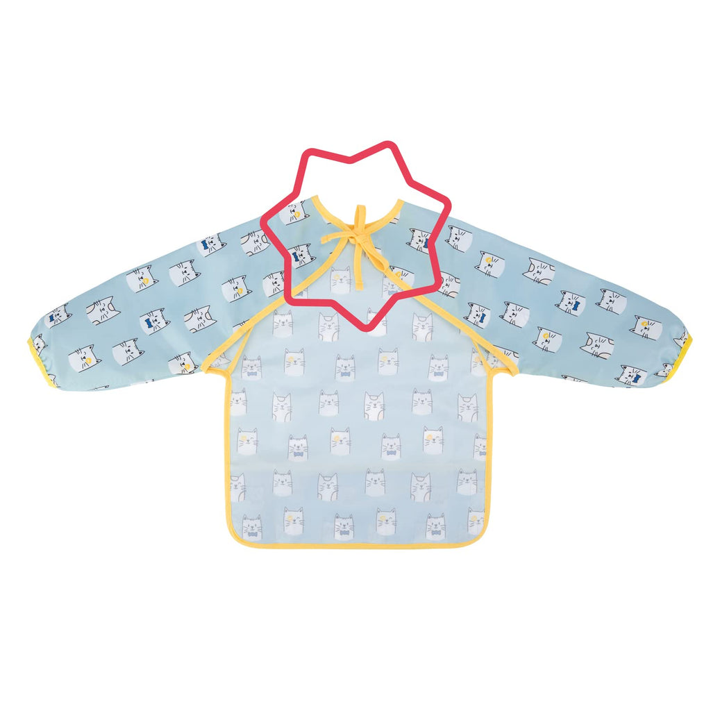 Badabulle Long Sleeves Printed Bib Light Blue Age- 6 Months & Above