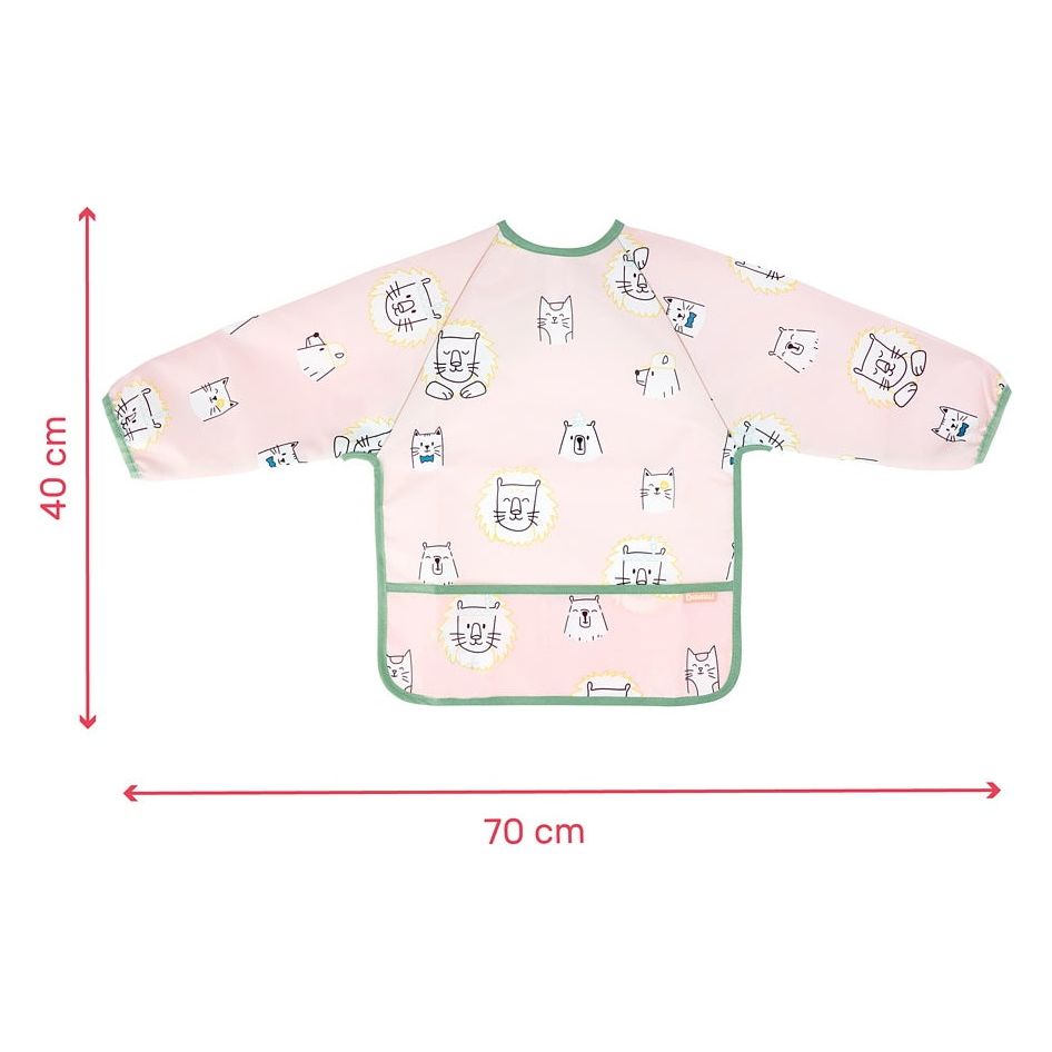 Badabulle Long Sleeves Printed Bib Pink Age- 6 Months & Above