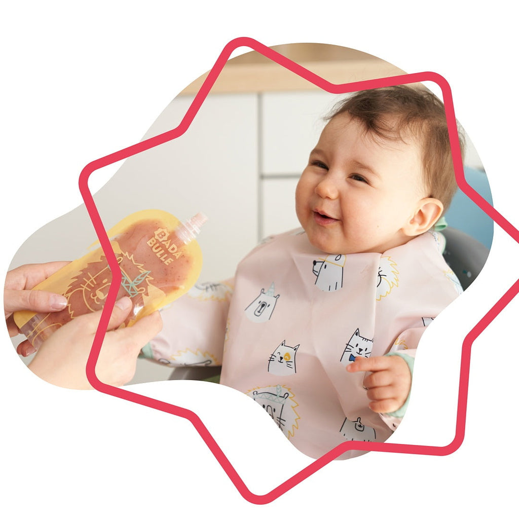 Badabulle Long Sleeves Printed Bib Pink Age- 6 Months & Above