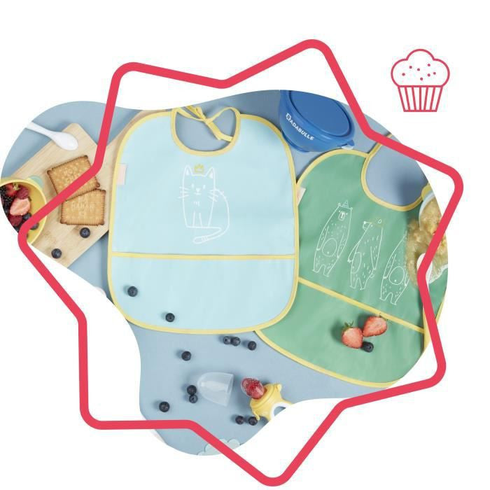 Badabulle No Sleeve Printed Bibs Set of 2 Multicolor Age- Newborn to 3 Years