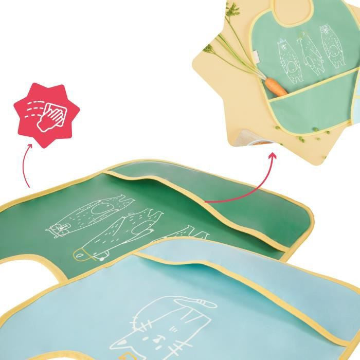 Badabulle No Sleeve Printed Bibs Set of 2 Multicolor Age- Newborn to 3 Years