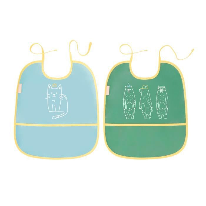 Badabulle No Sleeve Printed Bibs Set of 2 Multicolor Age- Newborn to 3 Years