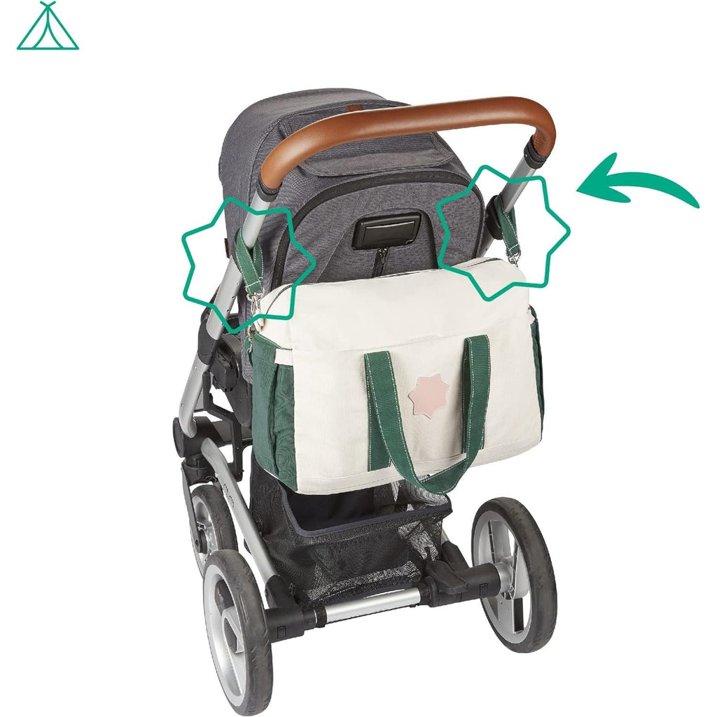 Badabulle Bowling Baby Changing Diaper Bag with Changing Mat, Pram Clips 
  Safari B043034