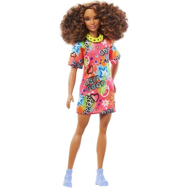 Barbie Fashionistas Doll - Good Vibes T-Shirt Dress Hpf77 Age- 3 Years & Above