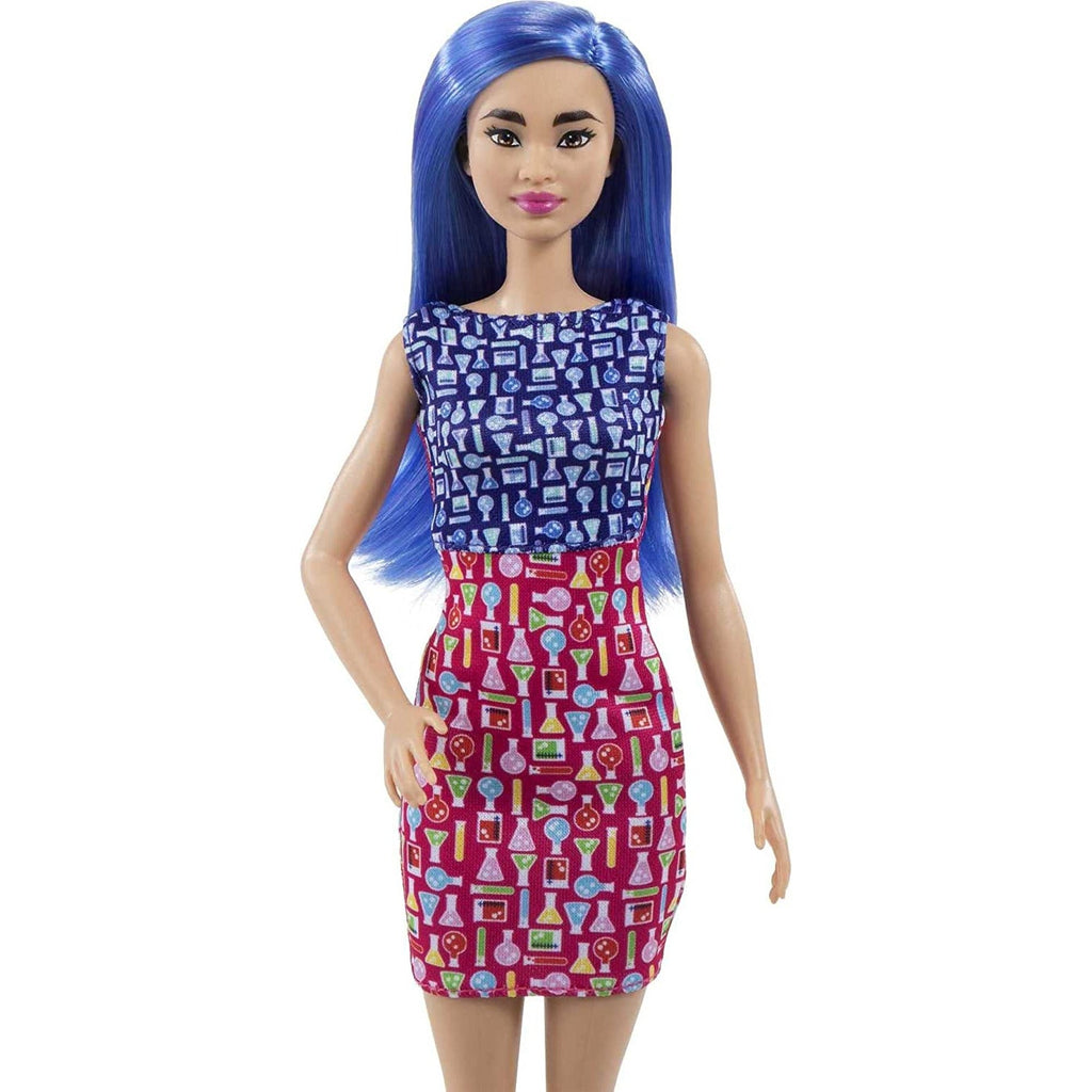â€‹Barbie Scientist Doll Color Block Dress, Lab Coat and Flats, Microscope Accessory Multicolor Age- 3 Years & Above