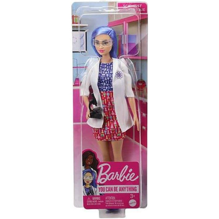 â€‹Barbie Scientist Doll Color Block Dress, Lab Coat and Flats, Microscope Accessory Multicolor Age- 3 Years & Above