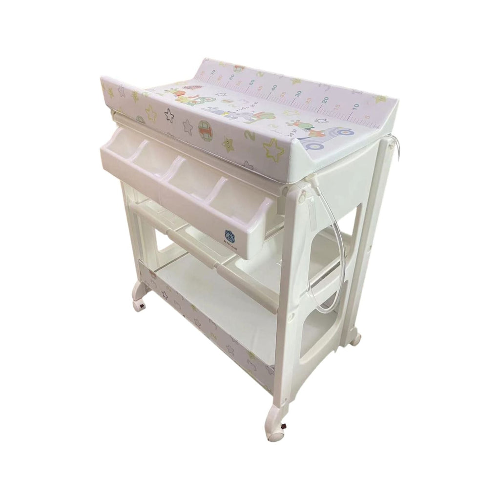 Bear Club Colorful 3 Giraffes with Car Printed  Baby 3-in-1 Diaper Changing Table with Bath Tub & Organizer  HY-11 White Age-Newborn  & Above