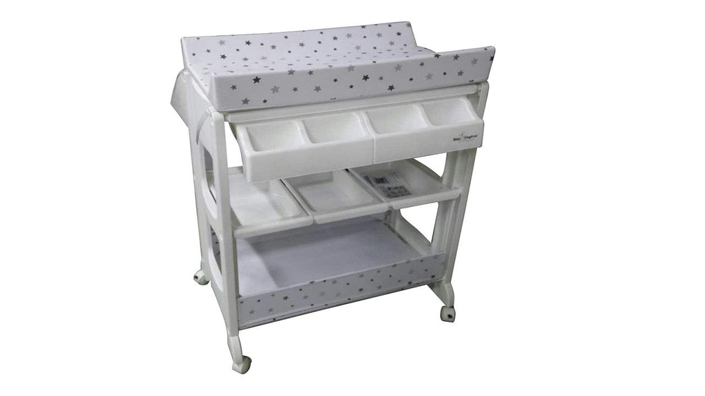 Bear Club Elegant Stars Printed Baby 3-in-1 Diaper Changing Table with Bath Tub & Organizer HY-11 Grey/White/Black Age-Newborn & Above
