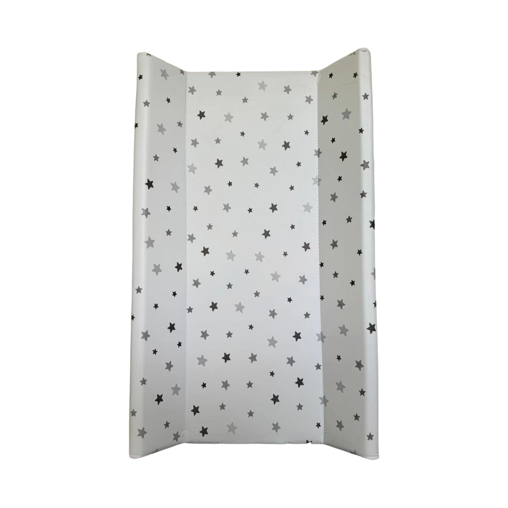 Bear Club White PVC with Grey Star Soft Changing Mat With Firm Support And Safety Sides 120 x 60cm  Age-Newborn  & Above
